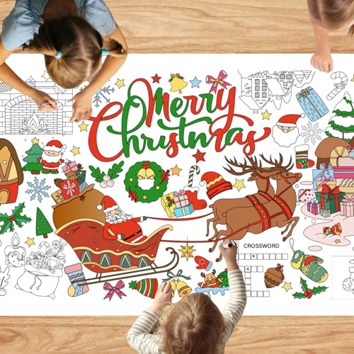 Giant Christmas Coloring Tablecloth 30 x 72 Inches for Holiday Parties