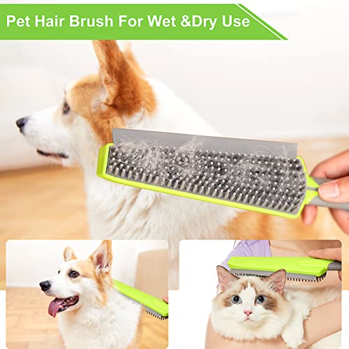 2-in-1 Rubber Broom with Squeegee & 57" Handle for Pet Hair Removal