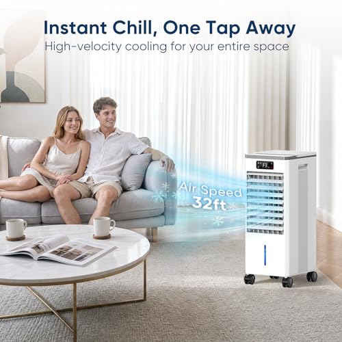 Portable Evaporative Air Cooler Fan 2-Gallon Tank 3 Speeds with Remote