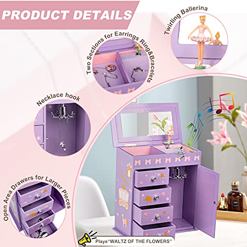 5-Layer Musical Jewelry Box for Girls with Ballerina and Jewelry Set