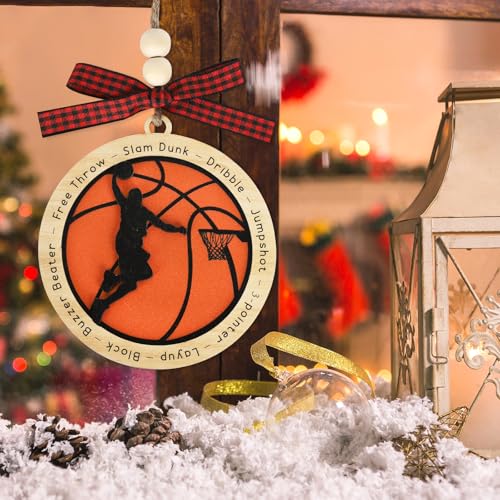 PAIVSUN Basketball Christmas Ornament Wooden Holiday Decor for Tree - Gift for Players & Fans