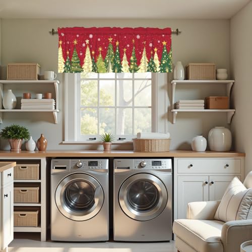 Xmas Tree Valance for Windows 54x18 Inch - Pack of 1, Farmhouse Christmas Decor