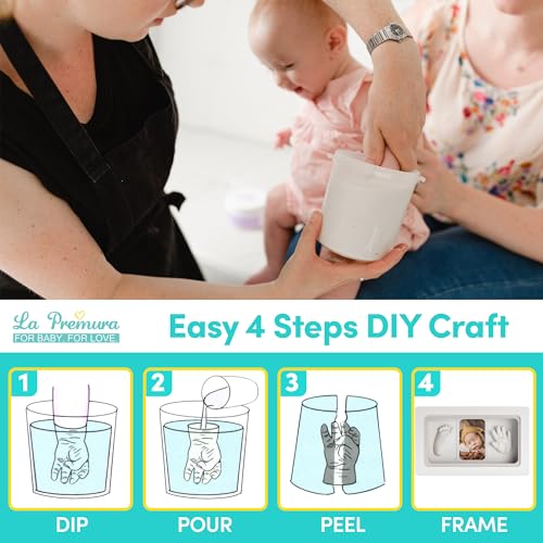 Baby Hand & Foot Casting Kit with Shadow Box Frame - 3D Plaster Mold Keepsake