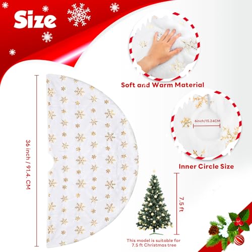 36-Inch Plush Faux Fur Christmas Tree Skirt with Sequin Snowflakes
