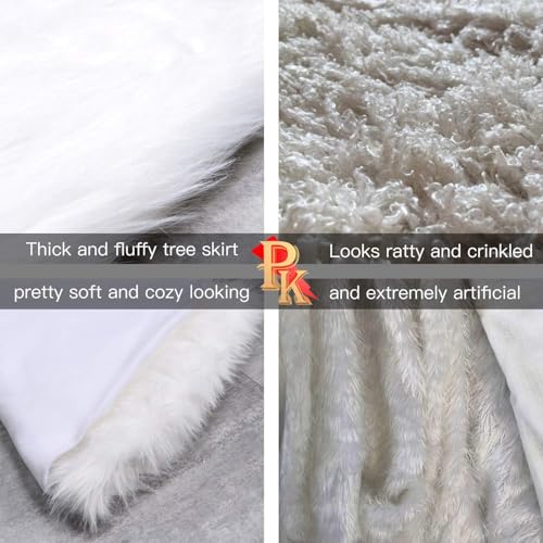 48-Inch White Faux Fur Christmas Tree Skirt - Soft Plush Holiday Decor