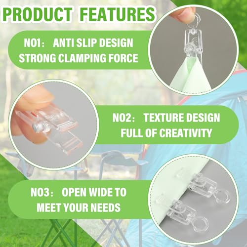 50 Pack 360° Rotating Curtain Clips for RV Awning Lights and Party Decor