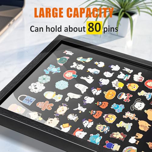 12x16 Enamel Pin Display Case Shadow Box with EVA Foam, Wall Mount Frame