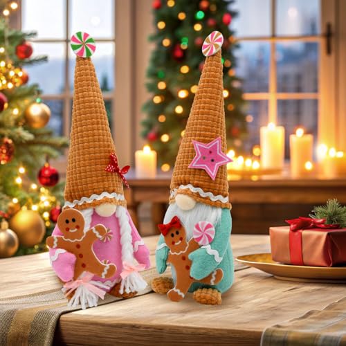 Pastel Gingerbread Gnome Plush Candyland Christmas Decor (12.2in) KnomeKo