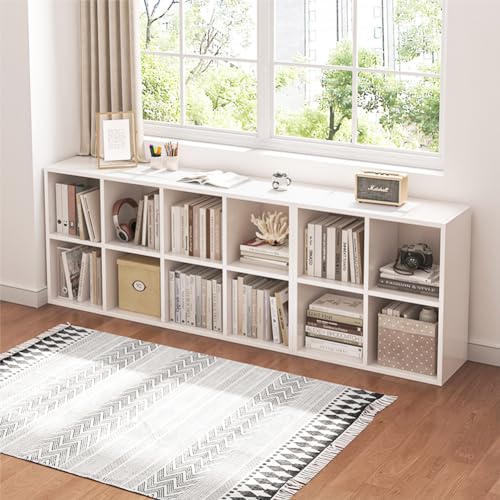 8-Cube Open Storage Organizer Bookcase, White Modular Shelf Unit