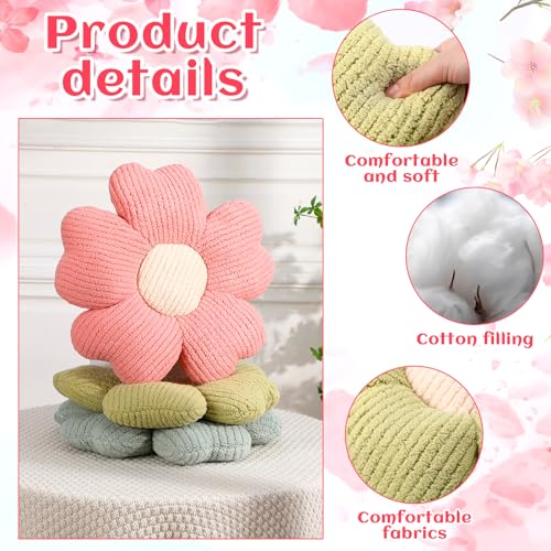 6-Piece Flower Shaped Plush Throw Pillows, 15-Inch Daisy Floor Cushions