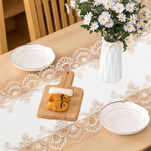 Off White 16 x 108 in Vintage Lace Macrame Table Runner – 108in / 16in Wide