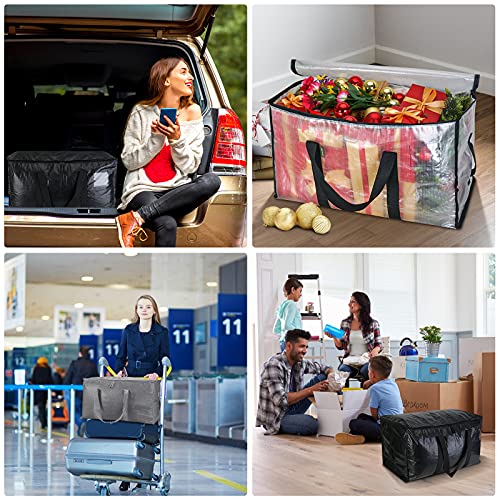 BALEINE 6-Pack Oversized Moving Bags with Reinforced Handles, Heavy-Duty Clear Storage Totes