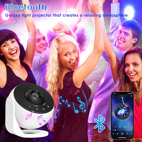 Galaxy Star Projector with 13 HD Film Discs, White Noise & Bluetooth