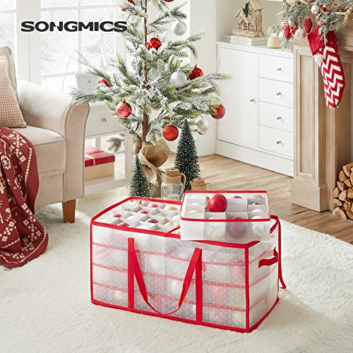 SONGMICS Cherry Red Large Christmas Ornament Storage Boxes Set of 2 - 256 Slots