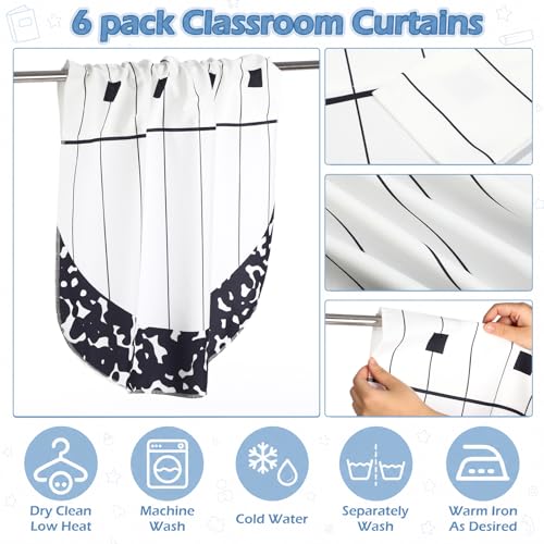 Composition Notebook Window Valances, Back to School Classroom Decor, 6 Pcs