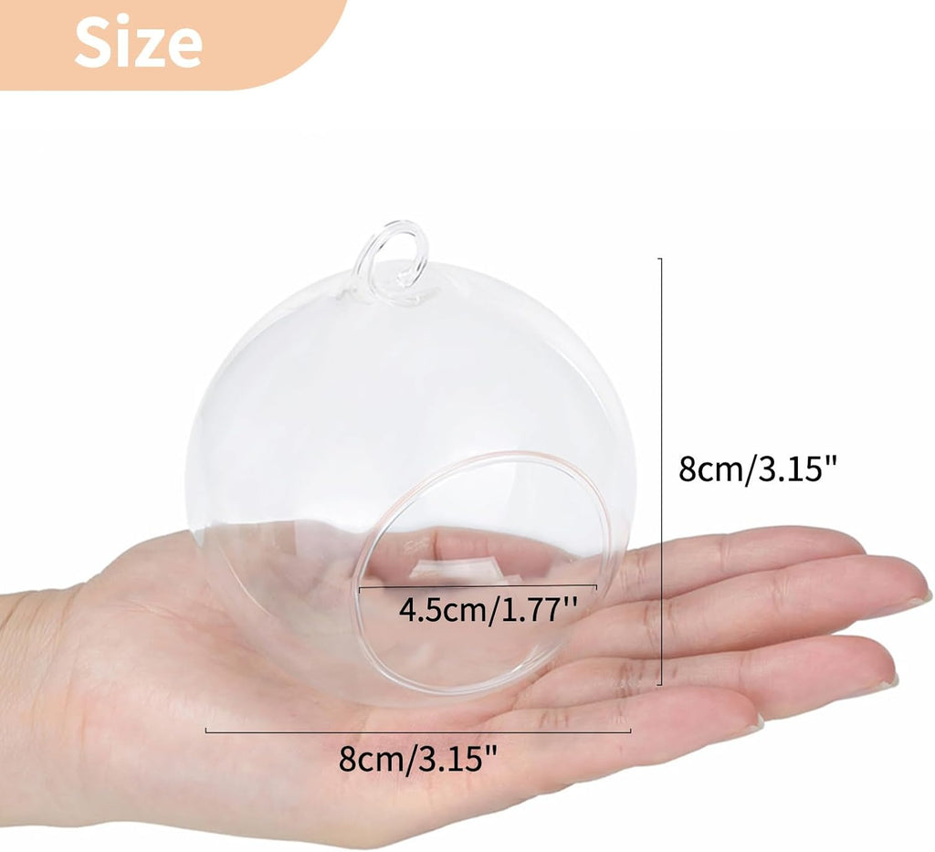 Skiennix 12 Pcs Hanging Glass Tealight Holders - 3.15" Globe Terrariums for Indoor/Outdoor Decor