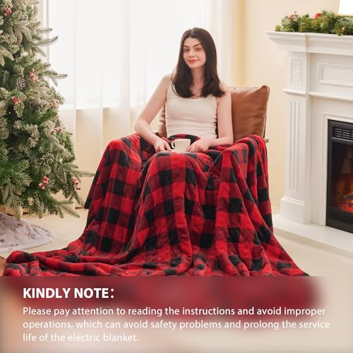Electric Blanket Heated Throw - Ultra Soft Flannel, 50"x60", 10 Heat Levels, Auto Shut Off