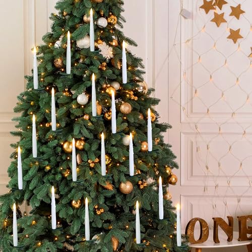 Yunsheng 12Pcs Christmas Tree Flameless Candles with Clips & Remote Timer