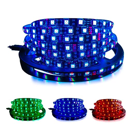 5M RGB LED Strip Light, 5050 SMD Waterproof IP65 Flexible Black PCB