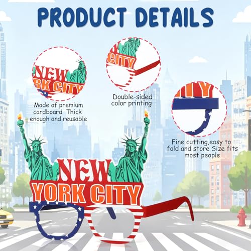 36 Pcs New York City Theme Party Paper Eyeglasses Photo Booth Props