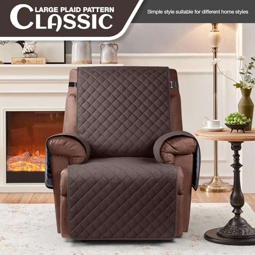Waterproof Recliner Chair Cover for Pets - Anti-Slip Furniture Protector (23.6", Chocolate)