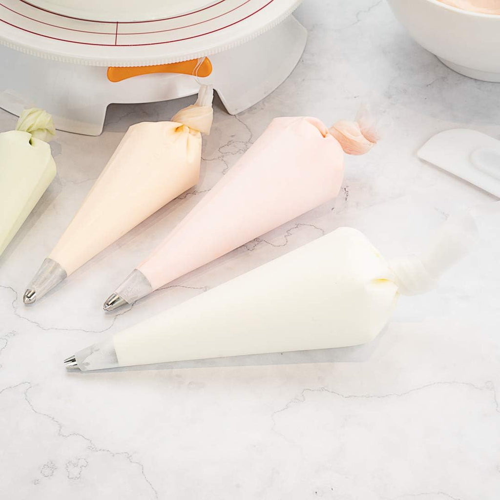 Pastry Tek Piping Bag Set - Durable, Reusable White Silicone Icing Bags for Cakes, Cupcakes & Cookies | Set of 4