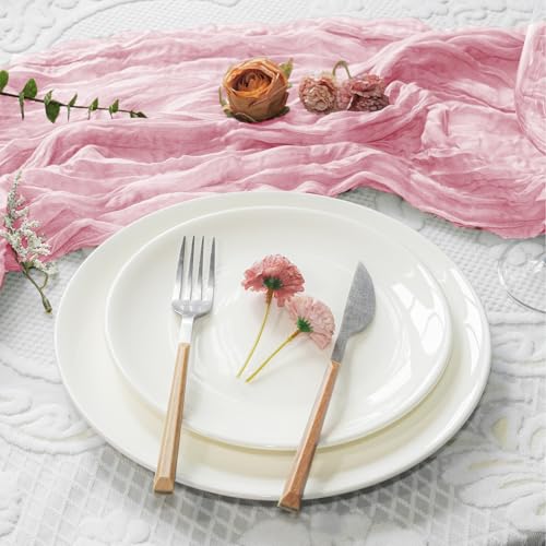 GARIG 6 Pack Light Pink Cheesecloth Table Runners 35x120 Inches for Wedding & Party Decor