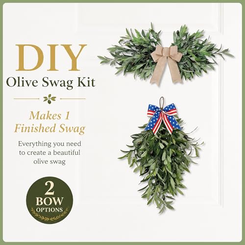 DIY Olive Swag Kit with 24 Faux Stems and 2 Interchangeable Bows