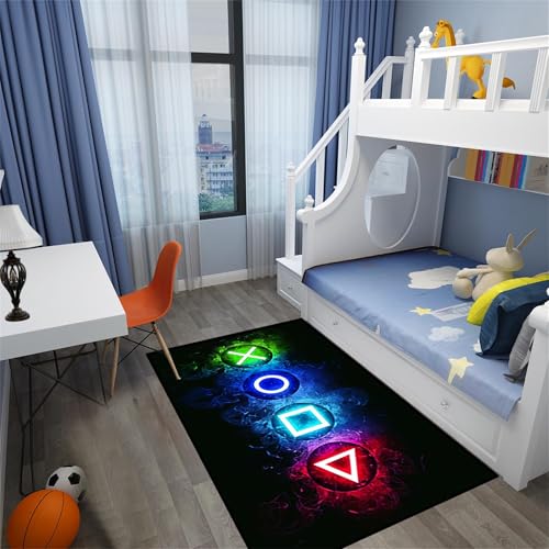 Gamer Area Rug for Boys Bedroom, Non-Slip Video Game Controller Carpet