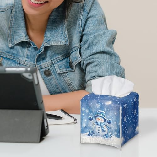 Christmas Snowman PU Leather Tissue Box Cover with Bottom Belt – Eheartsgir