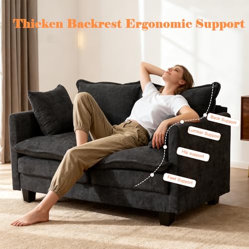 50-Inch Modern 2-Seater Loveseat Sofa with Deep Cushions and Pillows