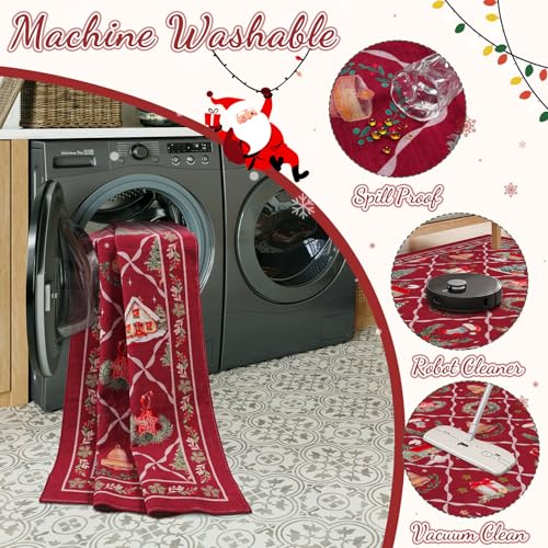 LIVEBOX Red Christmas Rug Runner 2x6 ft Washable Non-Slip Indoor Decor
