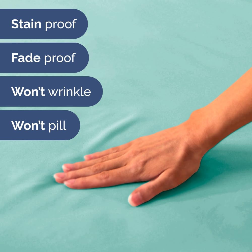 Regine Switzerland Short Queen Size 4-Piece Sheet Set - Soft, Breathable & Cooling Bedding - Oeko-Tex Certified - Spa Blue