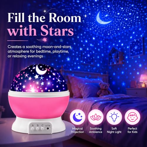 Rotating Star Projector Night Light for Kids Bedroom - Multi-Color Sky Light