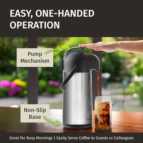 3L Thermal Coffee Airpot Carafe - Stainless Steel Insulated Hot Dispenser