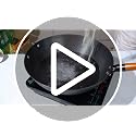 36cm Pre-Seasoned Cast Iron Wok with Wooden Lid & Dual Handles - Nonstick Chinese Stir-Fry Pan