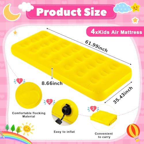 4-Pack Inflatable Toddler Air Mattress Set for Camping and Sleepovers
