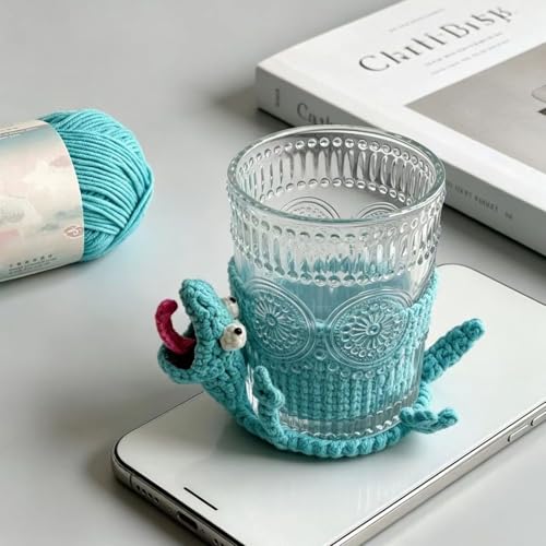 Green Crochet Lizard Coaster - Handmade 3D Amigurumi Mug Rug, Fun Decorative Drink Mat