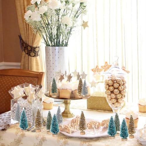 Christmas Tree Cake Decorations - Design 17, 12 Pack Miniature Artificial Cedar Trees
