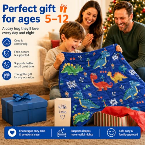 Dinosaur 5 lbs Weighted Blanket - 36"x48" Breathable Cooling Lap Throw