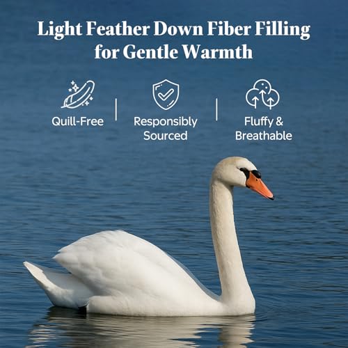 Goose Feather Down Comforter Queen Size - All Season Organic Cotton Duvet Insert
