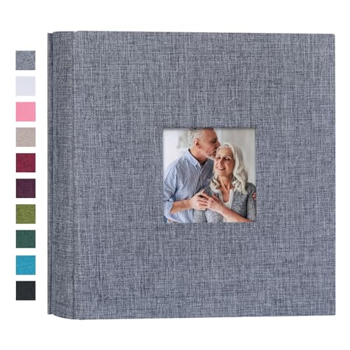 Linen 4x6 Photo Album with Cover Window, 200 Pockets, Gray