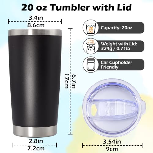 20oz Insulated Tumbler Set with Lid - 6 Pack, Stainless Steel, Non-BPA