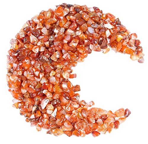 Natural Carnelian Crystal Chips - 1/2 lb Polished Gemstone Rocks for Decor