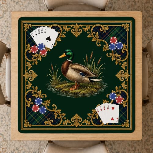 Mallard Duck Mahjong Mat 31.5" Square Anti-Slip Noise-Reducing Table Cover