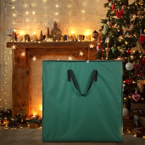 Oudain Large Pop-Up Christmas Tree Storage Bag 30x30x4.3 Inches Green with Handles