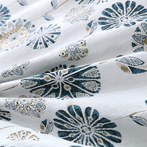 Full Size Chenille Futon Cover with 3 Zippered Sides - Ivory/Navy