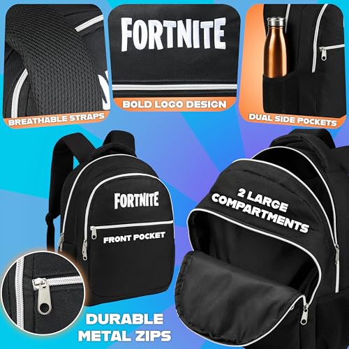 Kids Gamer School Backpack with Compartments & Padded Straps - Black