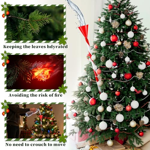 39.3-Inch Christmas Tree Watering Funnel System, Red & White Striped