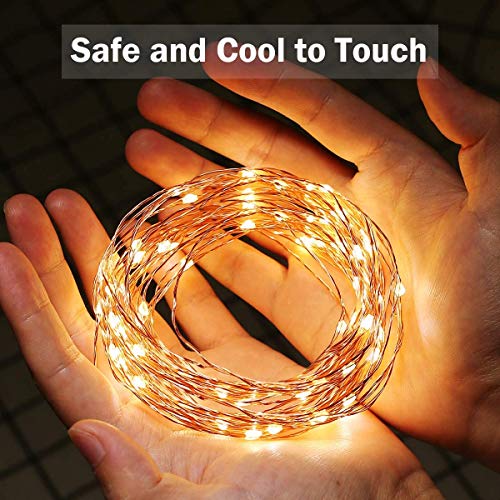 Warm White LED Fairy String Lights - 33ft 100 LED Waterproof Copper Wire